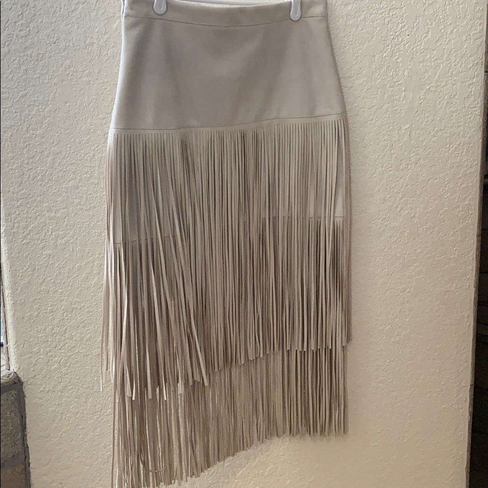 Suede fringe skirt